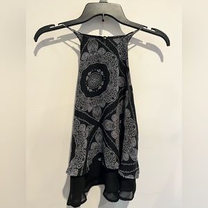 Black and White Paisley Halter Dress Shirt - Size: Small